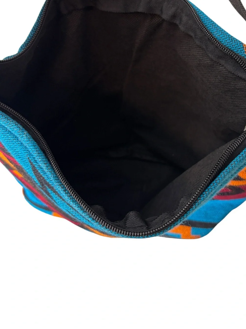 El Paso Saddle Blanket Co Southwestern Woven Shoulder Bag Blue Orange Geometric